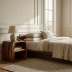 Modern Sculptural Nightstand With Open Storage For Bedroom