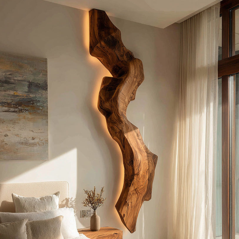 Abstract Live Edge Wall Lamp For Bedroom