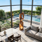 Modern Carved Wooden Floor Lamp For Living Room