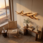 Rustic Wooden LED Wall Sculpture With Branch Form For Bedroom