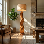 Modern Wood Floor Lamp Sculptural Design For Living Room