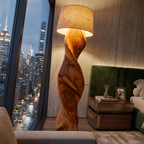 Mid Century Wood Floor Lamp Twisted Body Design For Home