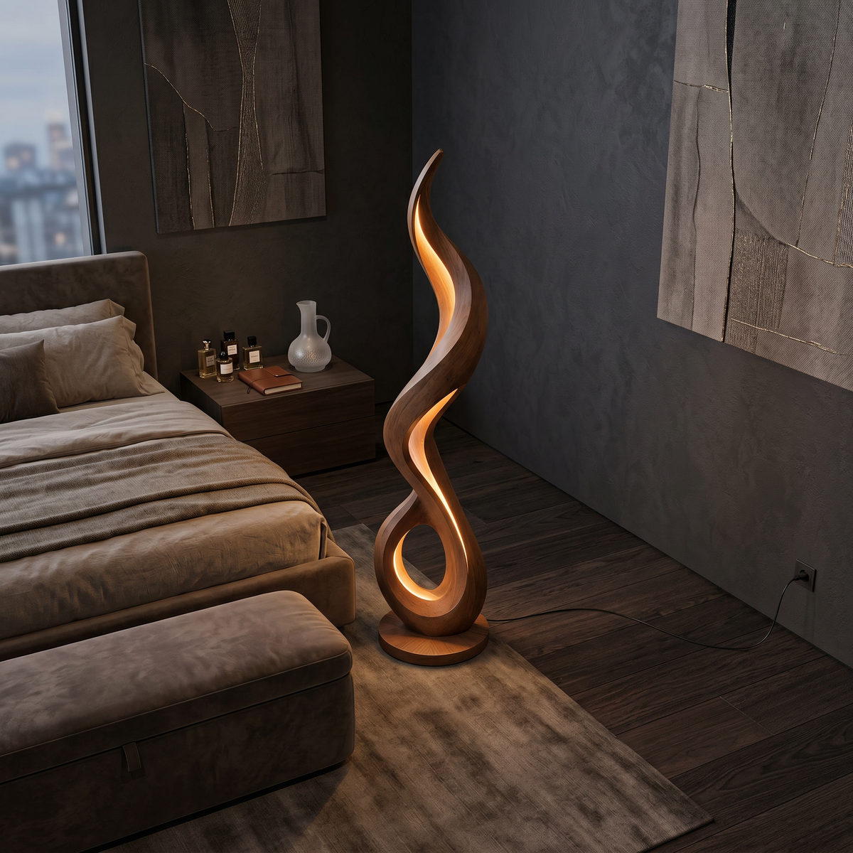 Minimalist Liquid Flow Floor Lamp For Reading Corner
