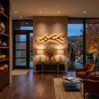 Rustic Wooden LED Wall Sculpture With Branch Form For Bedroom