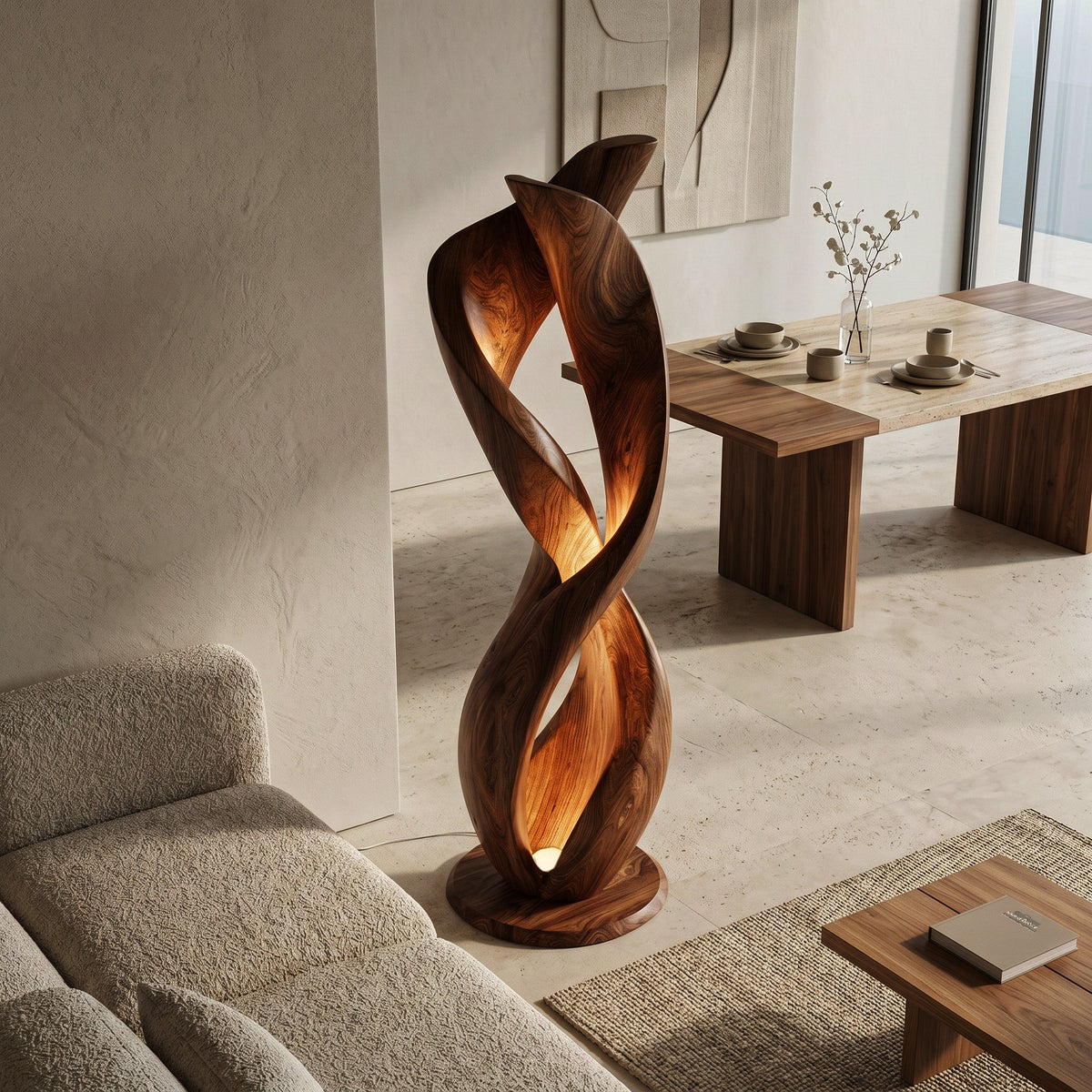 Luxury Twisted Floor Lamp With Sculptural Form For Living Room