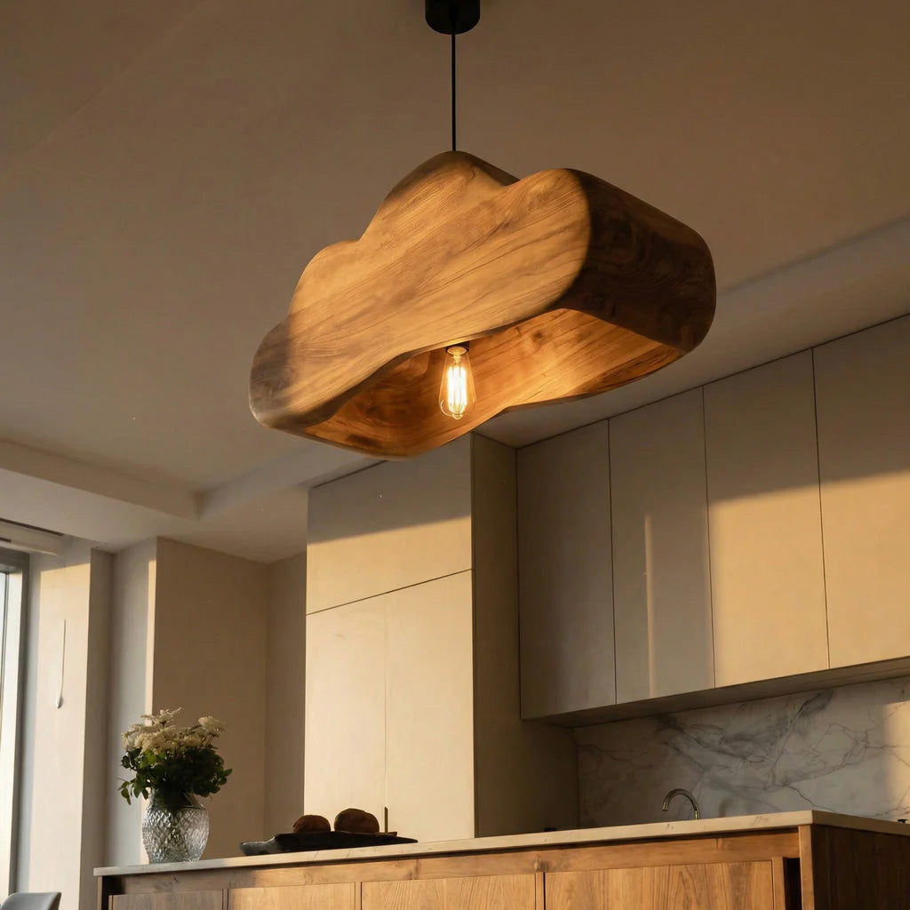 Scandinavian Wooden Pendant Light For Contemporary Kitchen Island