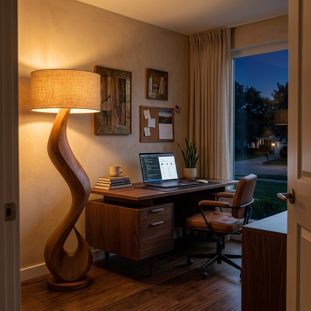 Modern Floor Lamp With Flowing Form For Living Room Corner