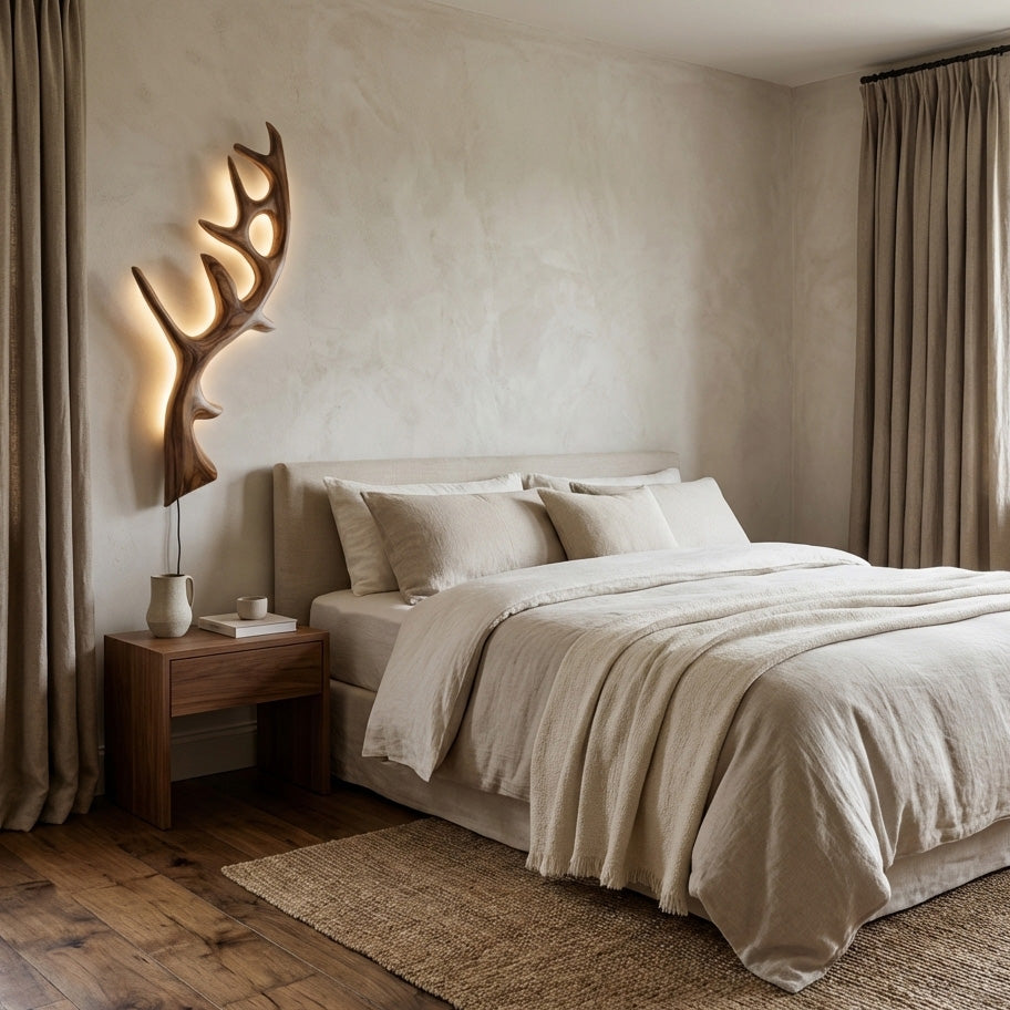 Minimalist Natural Wood Tree Wall Lamp For Bedroom Decor