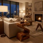 Elegant Natural Wood Nightstand With Curved Form For Bedroom