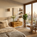 Contemporary Wooden Wall Mounted Nightstand For Bedroom Storage