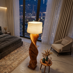 Mid Century Wood Floor Lamp Twisted Body Design For Home