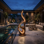 Contemporary Ring Lamp With Table For Lounge