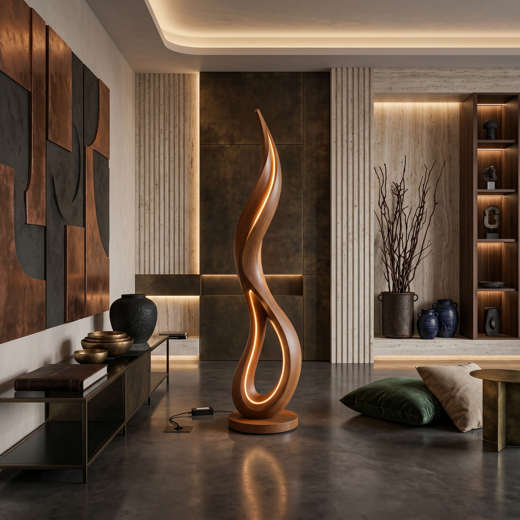 Contemporary Dancing Flame Floor Lamp For Living Room