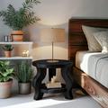 Modern Round Nightstand With Curved Legs For Bedroom