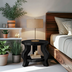 Modern Round Nightstand With Curved Legs For Bedroom