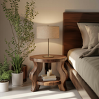 Modern Round Nightstand With Curved Legs For Bedroom