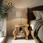 Modern Round Nightstand With Curved Legs For Bedroom