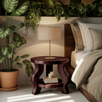 Modern Round Nightstand With Curved Legs For Bedroom