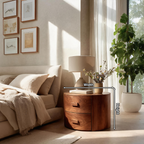 Round Two Drawer Nightstand For Modern Bedroom