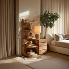 Modern Nightstand With Shelves And Drawers For Bedroom