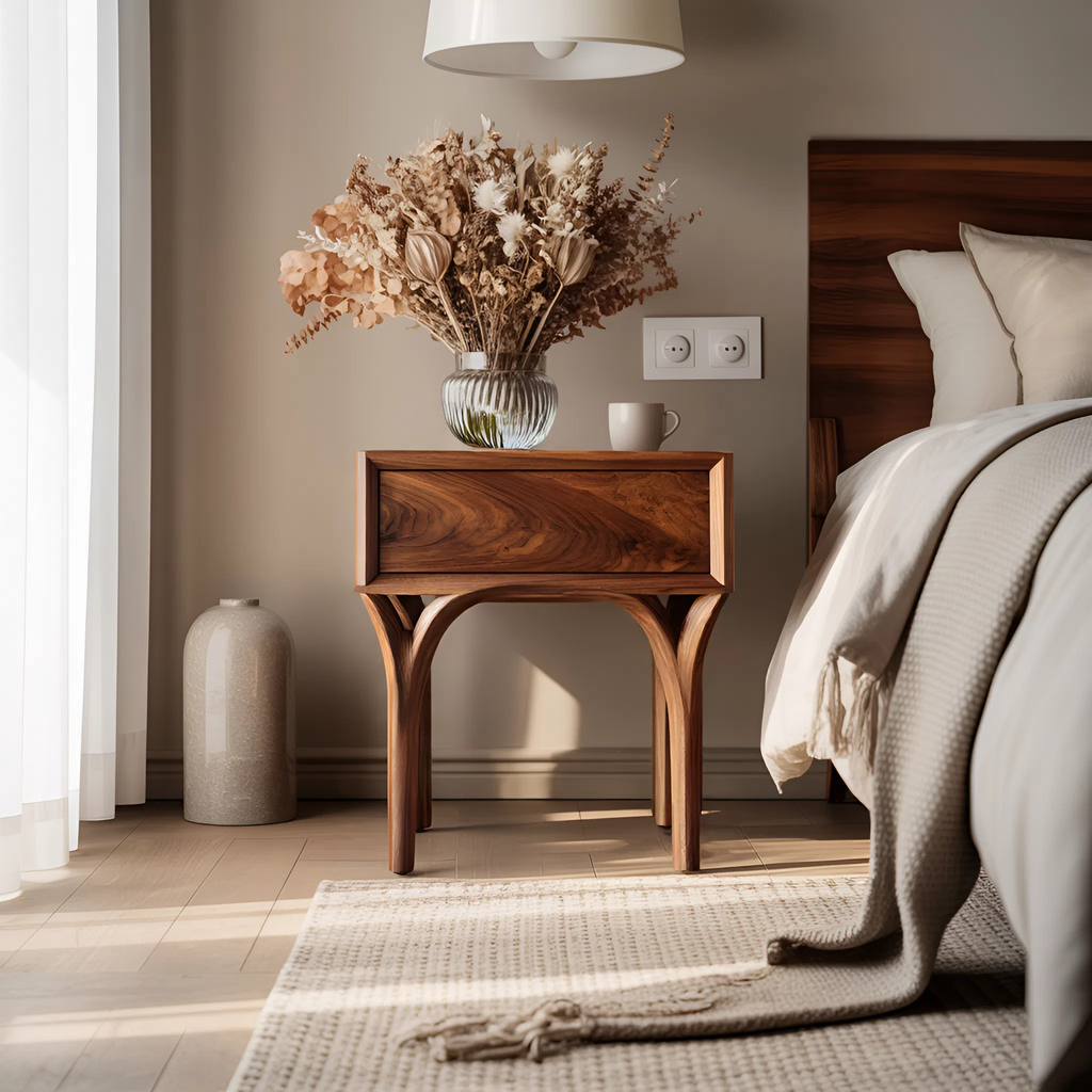 Modern Arch Leg Nightstand With Drawer For Bedroom