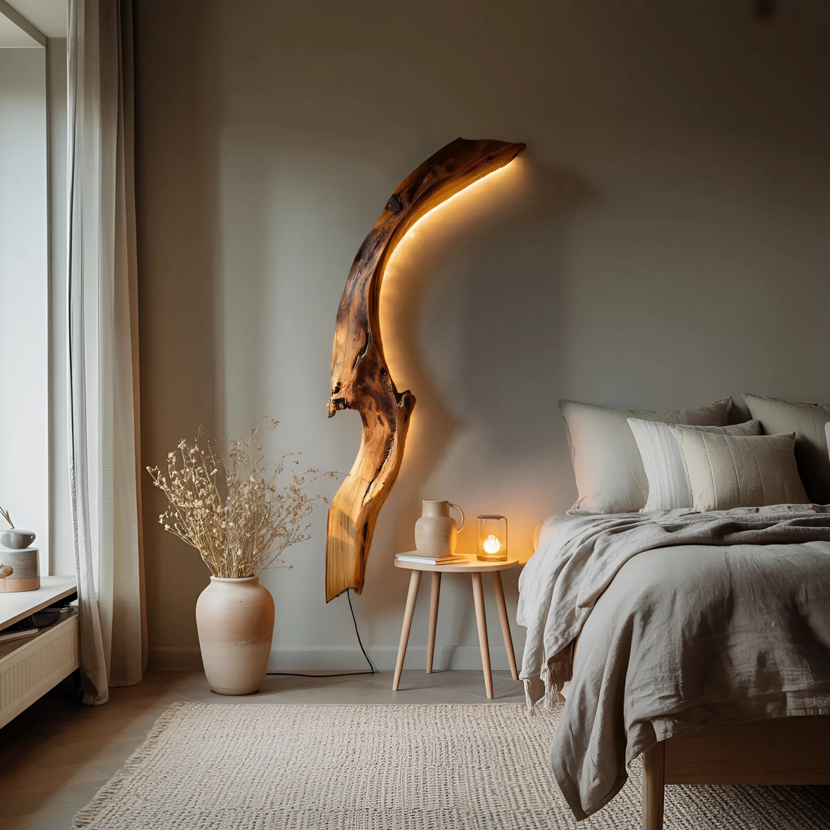 Minimalist Organic Wall Light For Bedroom Or Hallway Decor