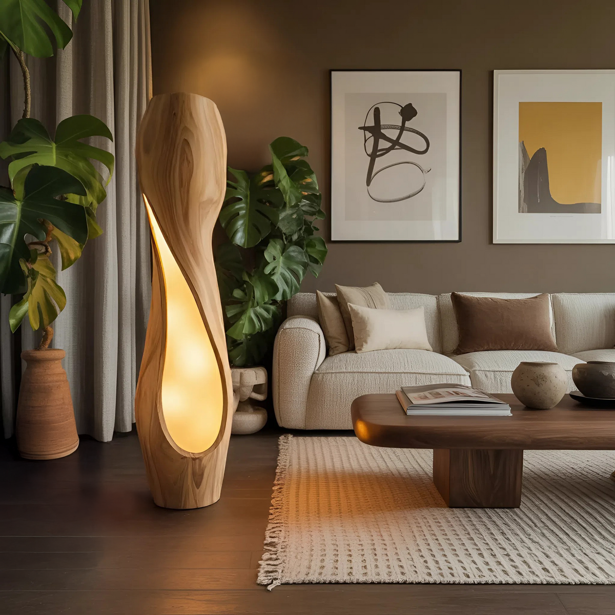 Organic Sculptural Floor Lamp For Living Room Decor