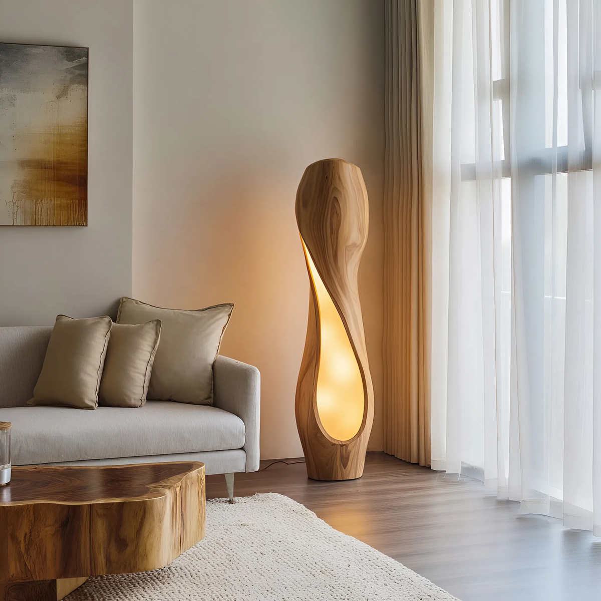 Organic Sculptural Floor Lamp For Living Room Decor